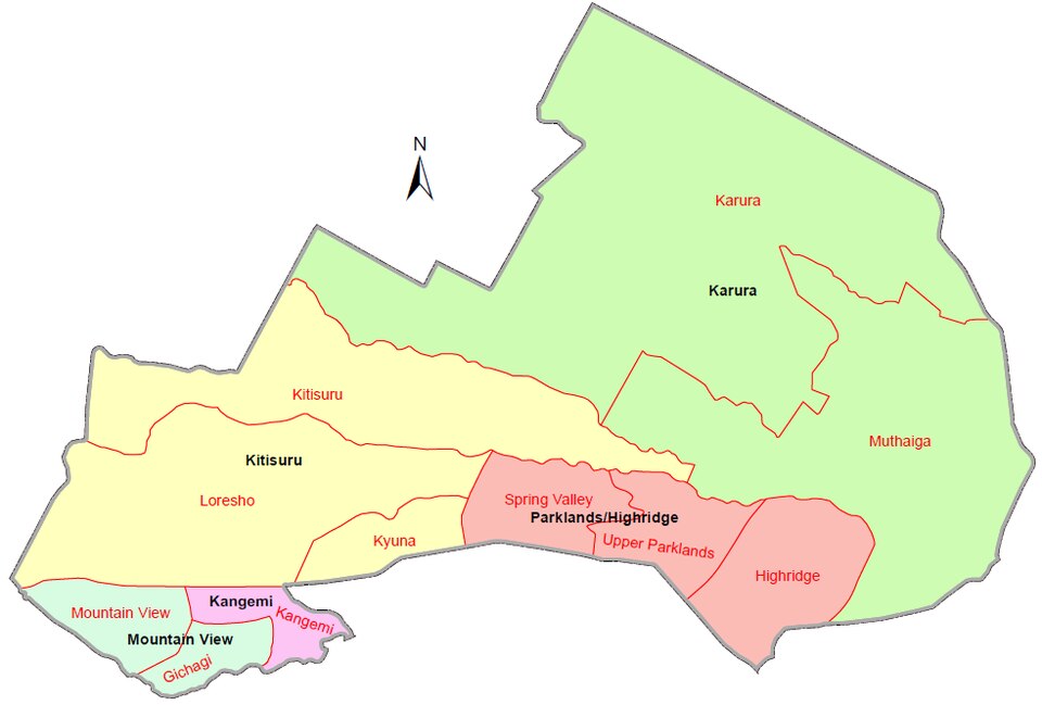 Westlands constituency boundary map